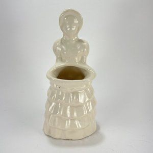 Vintage Haeger Pottery Southern Belle Flower Girl 1005 Matte White Vase 40s